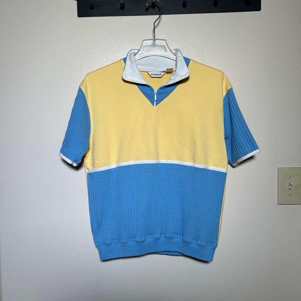 Colorblock Polo Shirt - Blue and Yellow